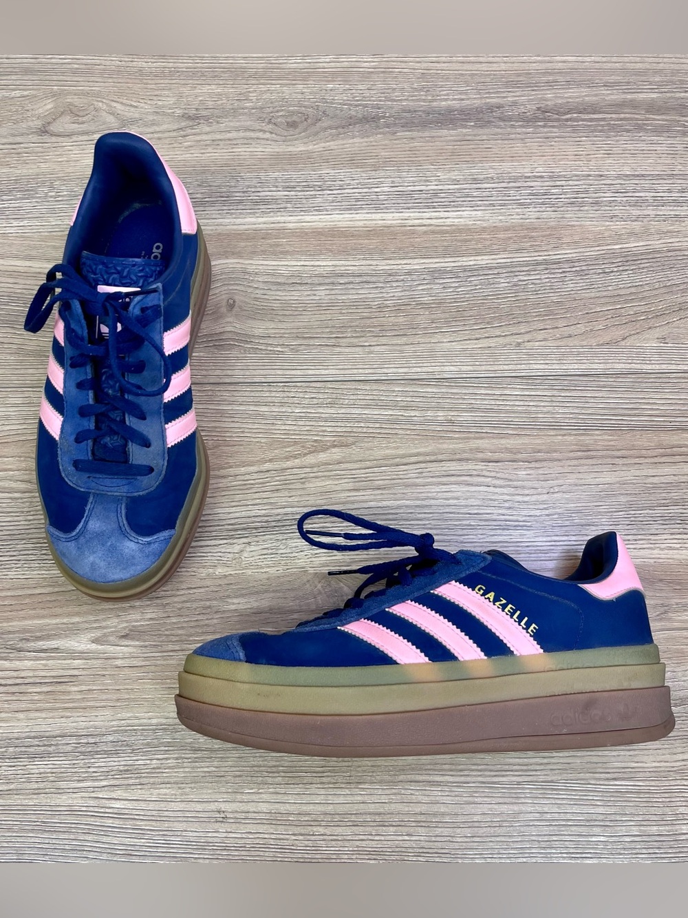 Adidas Gazelle Bold in Dark Blue and Pink Spark Platform Size 6.5 - Picture 4 of 11